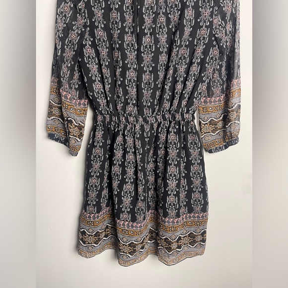Madewell Lace Up Burnished Floral Mini Dress Black/Brown Size 00 - Picture 9 of 11